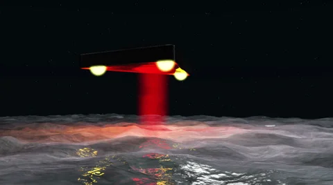 Flying Black Triangle Over Water Stock Footage 37140939