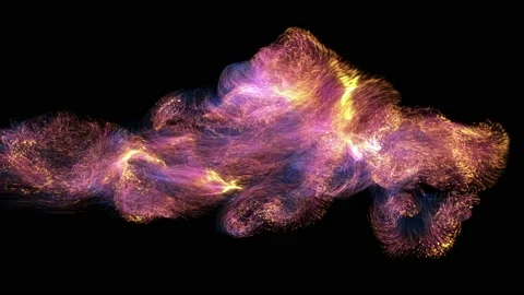 Flying blue and violet particles. Animation of glowing particle system Stock Footage 112254931