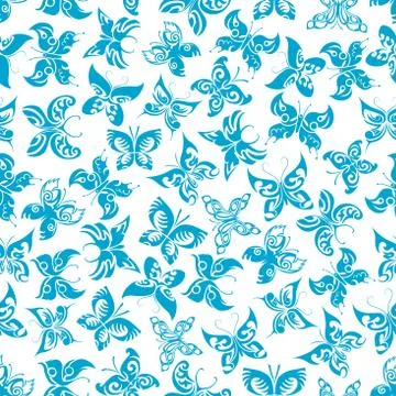 Flying blue butterflies seamless pattern Illustrazione stock