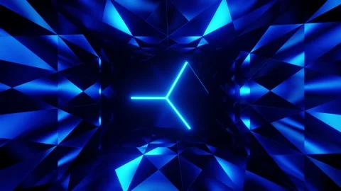 Flying Blue Cube In The Tunnel 4K Video stock 158071053