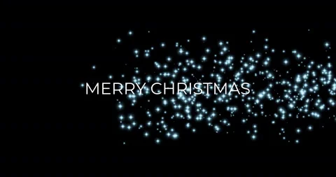 Flying blue glitter, shining particles with appearing text Merry Christmas Stock Footage 140400020