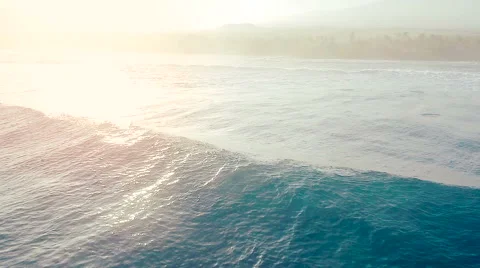 Flying Blue Ocean Wave Breaking Stock Footage 56585615
