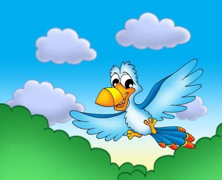 Flying blue parrot Stock Illustration