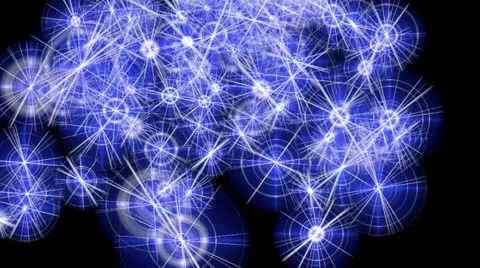 Flying Blue Particles Animation Video stock 23884935