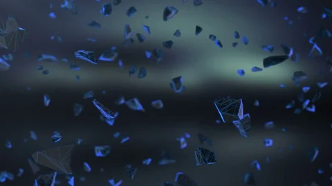 Flying blue pieces Stock Footage 74471446