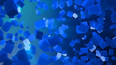 Flying blue rectangular 3d shape. computer graphics Stock Footage 82881388