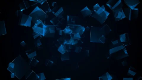 Flying blue rectangular cubes Stock Footage 82481045