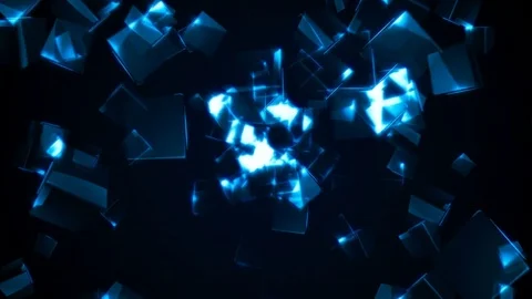 Flying blue rectangular cubes Stock Footage 82483164