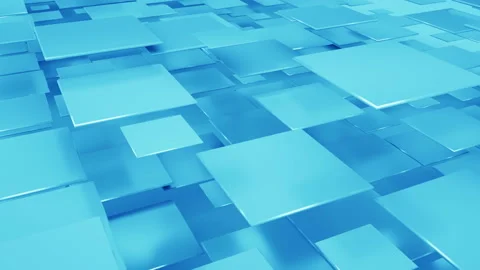 Flying blue squares seamless loop 3D render animation 4k UHD 3840x2160 Stock Footage 104771874