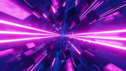 Flying in a blue tunnel of cubes with hyper acceleration. Infinitely looped Stock Footage 174854419