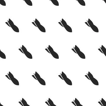 Flying bombs regular symmetrical seamless pattern black and white background  Stock Illustration