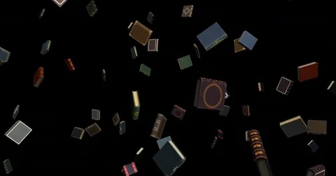 Flying Books with Alpha Channel Stock Footage 72875196