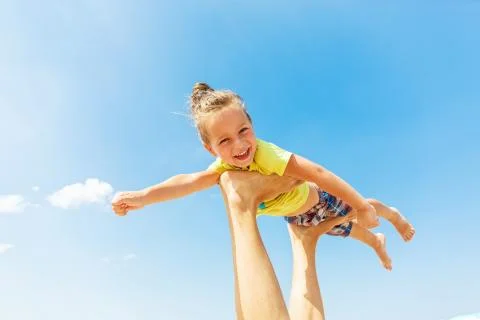 Flying boy like super hero 스톡 사진