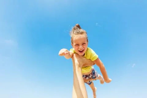 Flying boy like superman Foto stock