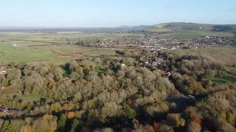 Flying up to Bramber Castle Stock Footage 197476330