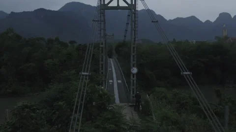 Flying Bridge Overhead, Southeast Asia, Vietnam Mountainous Forest Stock Footage 203443370