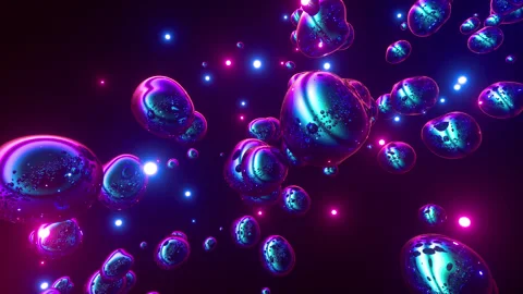 Flying bubbles, smooth flow of balls, neon spheres, vibrant colours Stock Footage 141434775