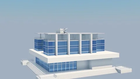 Flying at the Building Skyscraper with the Sun Shining. Beautiful 3d Animation 動画素材 85464748