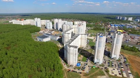 Flying To The Buildings Stock Footage 75722879