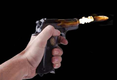 Flying Bullet on Fire Stock Photos