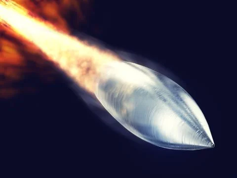 Flying bullet with fire trail Stock Illustration