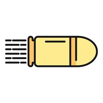 Flying bullet icon representing speed and danger Stock Illustration