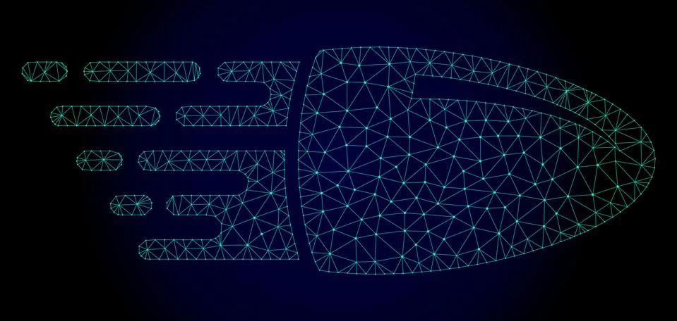 Flying Bullet Polygonal Frame Vector Mesh with Fast Motion Effect Stock Illustration