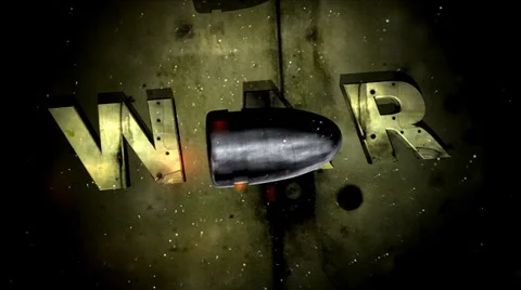 Flying of  Bullet in slow motion on background of text  War Stock Footage 36477275