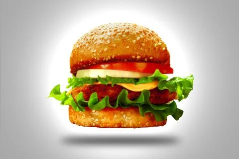 Flying Burger Isolated Stock Photos