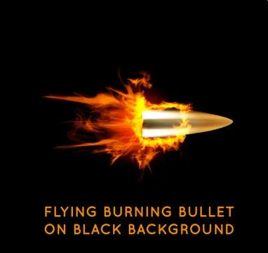 Flying burning bullet Stock Illustration