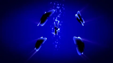 Flying butterflies around abstract bubbles Stock Footage 50214439