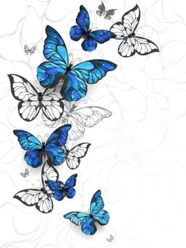 Flying butterflies morpho Stock Illustration