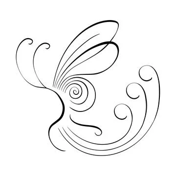 Flying butterfly line linear hand drawing element Stock Illustration