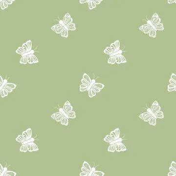 Flying butterfly seamless pattern in retro style Stock Illustration