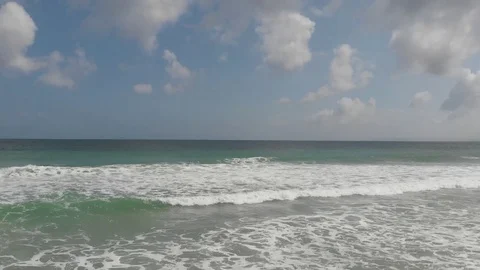 Flying camera beautifully flies over the beach Stock Footage 100190441