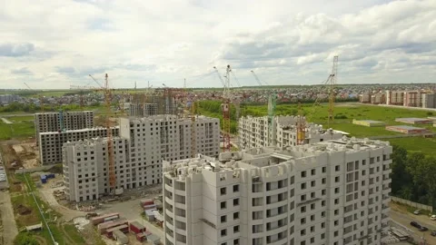A flying camera is filming the construction Stock Footage 133622381
