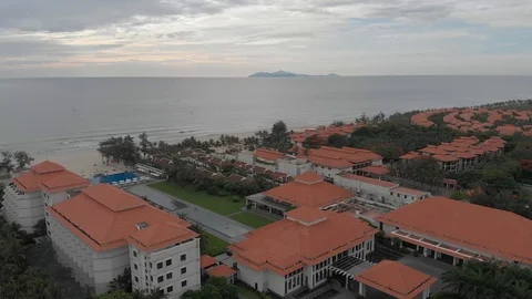 A flying camera flies over the roofs of houses in Vietnam in Khanh Hoa Video stock 117440433