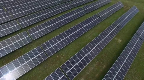 Flying camera over the solar panels. Stock Footage