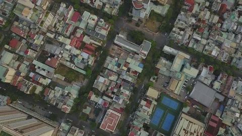 Flying camera shoots the city of Danang Stock Footage 128278897