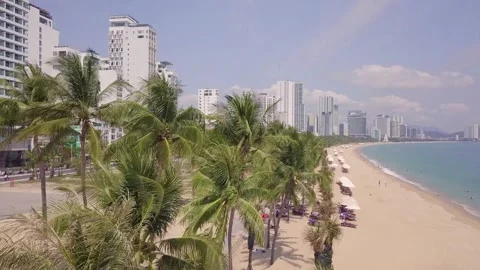 Flying camera shows the bay and the city center Video stock 275905600