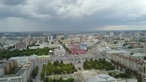 The flying camera shows the main attractions of Novosibirsk Stock Footage 139564012