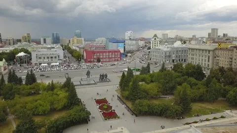 The flying camera shows the main attractions of Novosibirsk Stock Footage 139564014