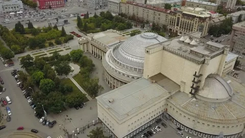 The flying camera shows the main attractions of Novosibirsk Stock Footage 139564489