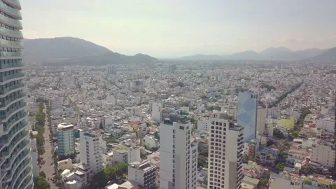 Flying camera shows an overview of the city of Nha Trang Video stock 236453844