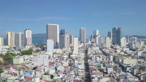 Flying camera shows an overview of the city of Nha Trang Video stock 236453883