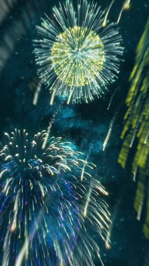 Flying Camera Through Clouds And Fireworks 動画素材 292151262