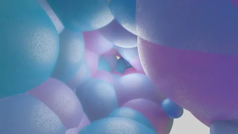 Flying the camera through many different balls of delicate color. 3d render. loo Stock Footage 163749682