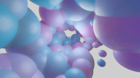 Flying the camera through many different balls of delicate color. 3d render. loo Video stock 163749724