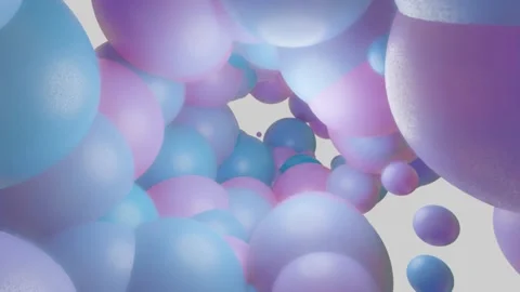 Flying the camera through many different balls of delicate color. 3d render. loo Video stock 163749777