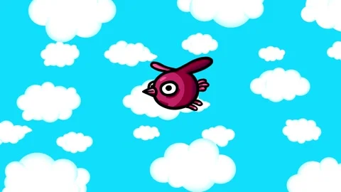 Flying canary red chicken - loop on sky with clouds Stock Footage 285740827